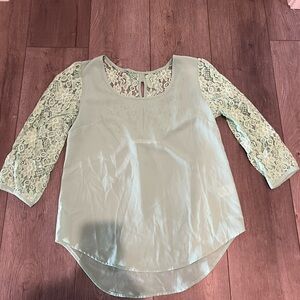 Lace Sleeve Mint Green Women's Top